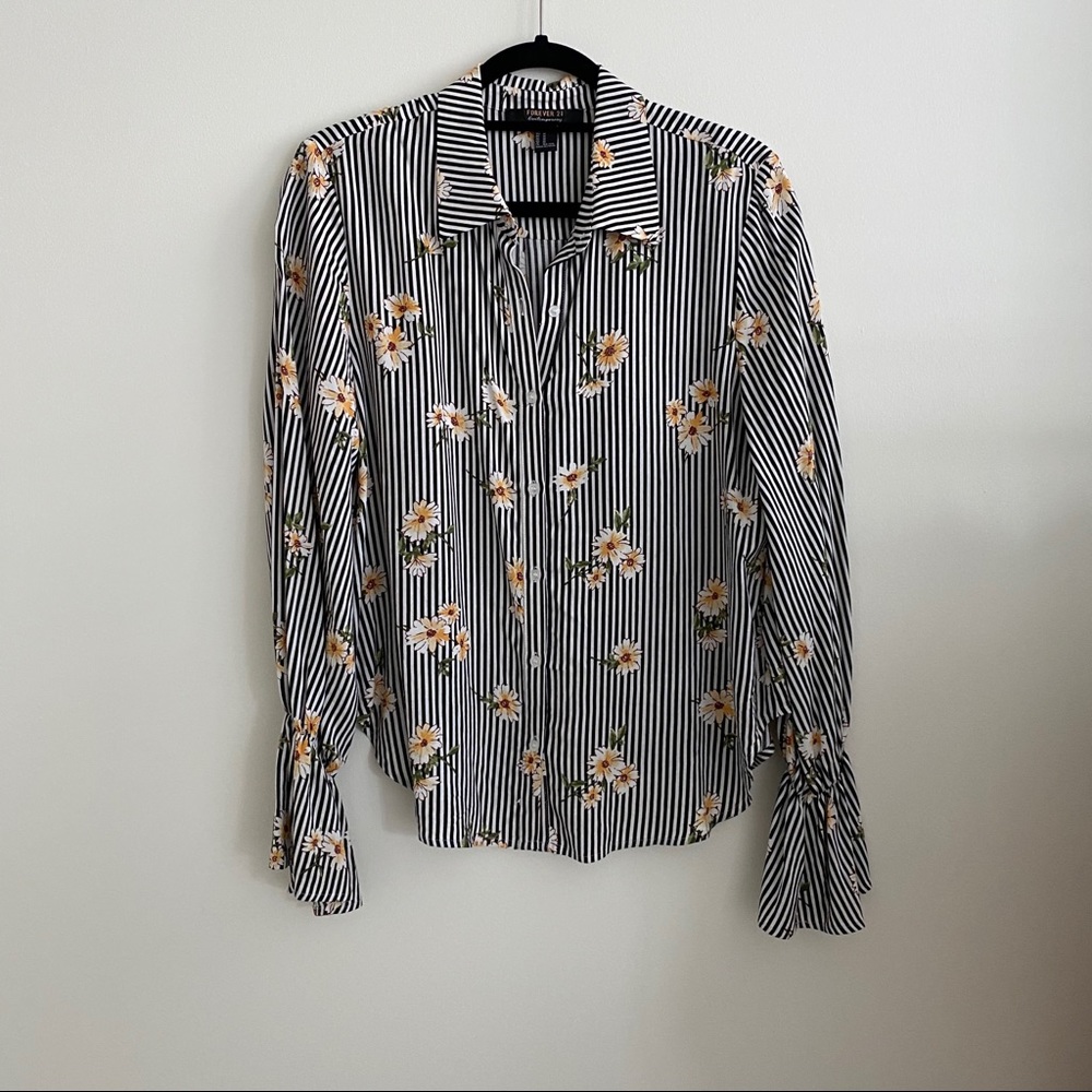 Striped Blouse with Floral detail